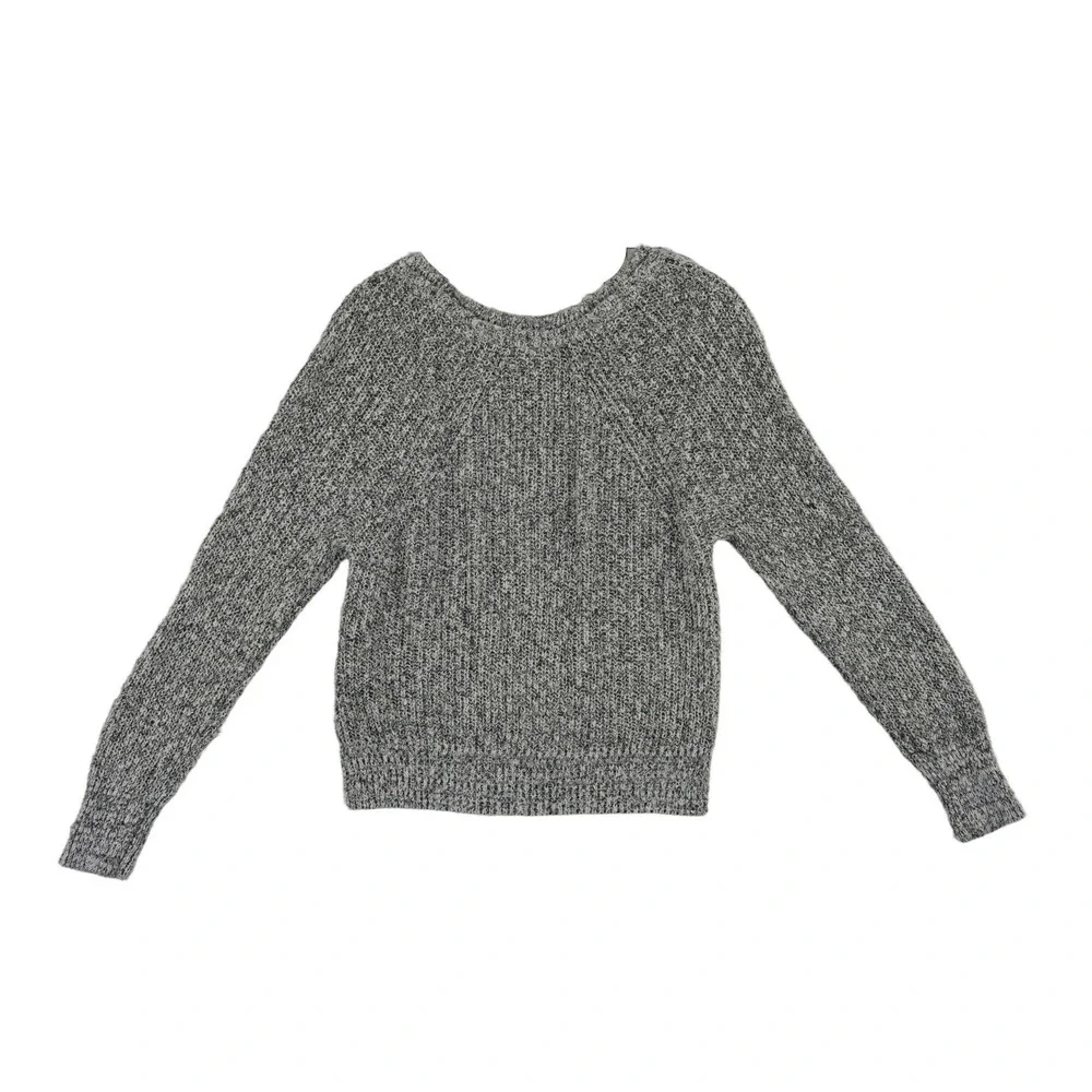 Free People Sweater Women's Size‎ Medium Black White Marled Chunky Knit Raglan